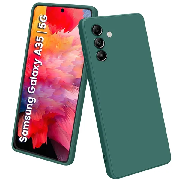 TRUEUPGRADE_Compatible_with_Samsung_Galaxy_A35_5G_Back_Cover_Case,_Liquid_Silicone_Cover,_Full_Body_Protective_Cover,_Shockproof,_Slim_Phone_Cover,_Anti-Scratch_Soft_Microfiber_Lining_-_Green
