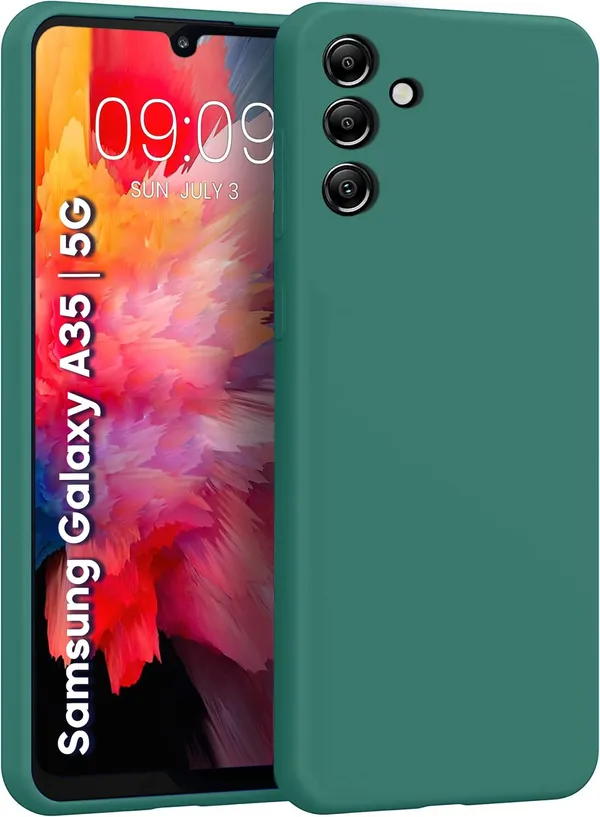 TRUEUPGRADE_Compatible_with_Samsung_Galaxy_A35_5G_Back_Cover_Case,_Liquid_Silicone_Cover,_Full_Body_Protective_Cover,_Shockproof,_Slim_Phone_Cover,_Anti-Scratch_Soft_Microfiber_Lining_-_Green