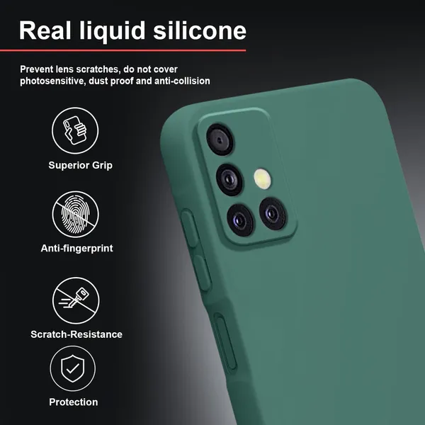 TRUEUPGRADE_Compatible_with_Samsung_Galaxy_A51_Back_Cover_Case,_Liquid_Silicone_Cover,_Full_Body_Protective_Cover,_Shockproof,_Anti-Scratch_Soft_Microfiber_Lining_-_Green