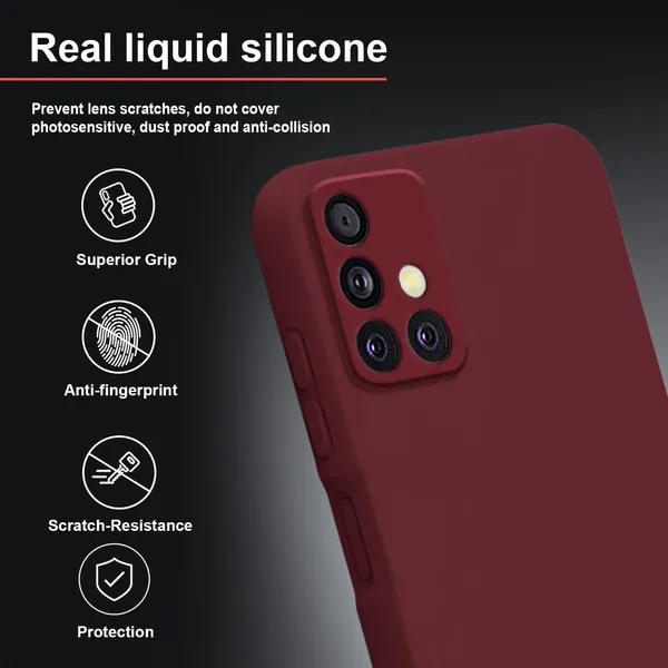 TRUEUPGRADE_Compatible_with_Samsung_Galaxy_A51_Back_Cover_Case,_Liquid_Silicone_Cover,_Full_Body_Protective_Cover,_Shockproof,_Anti-Scratch_Soft_Microfiber_Lining_-_Wine