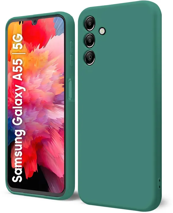 TRUEUPGRADE_Liquid_Silicone_Designed_Back_Case_Cover_for_Samsung_Galaxy_A55_5G_|_Microfiber_Inside,_Full_Protection_|_Bumper_Back_Cover_Case_for_Samsung_Galaxy_A55_5G_-_Green
