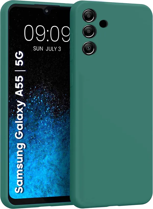 TRUEUPGRADE_Liquid_Silicone_Designed_Back_Case_Cover_for_Samsung_Galaxy_A55_5G_|_Microfiber_Inside,_Full_Protection_|_Bumper_Back_Cover_Case_for_Samsung_Galaxy_A55_5G_-_Green