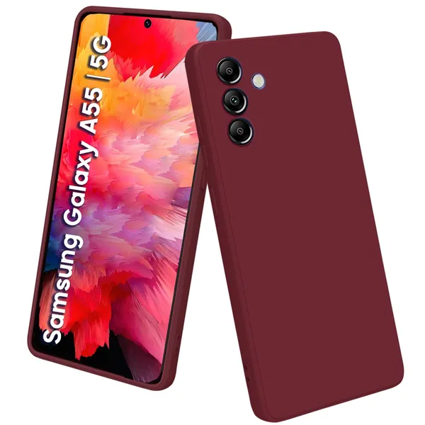 TRUEUPGRADE_Liquid_Silicone_Designed_Back_Case_Cover_for_Samsung_Galaxy_A55_5G_|_Microfiber_Inside,_Full_Protection_|_Bumper_Back_Cover_Case_for_Samsung_Galaxy_A55_5G_-_Wine