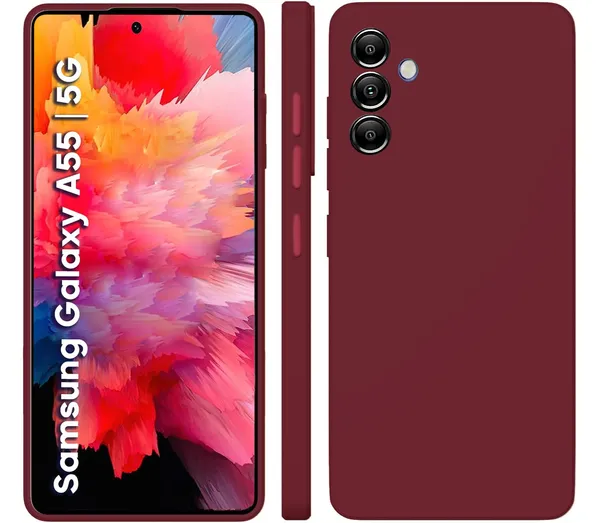 TRUEUPGRADE_Liquid_Silicone_Designed_Back_Case_Cover_for_Samsung_Galaxy_A55_5G_|_Microfiber_Inside,_Full_Protection_|_Bumper_Back_Cover_Case_for_Samsung_Galaxy_A55_5G_-_Wine