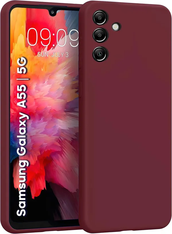 TRUEUPGRADE_Liquid_Silicone_Designed_Back_Case_Cover_for_Samsung_Galaxy_A55_5G_|_Microfiber_Inside,_Full_Protection_|_Bumper_Back_Cover_Case_for_Samsung_Galaxy_A55_5G_-_Wine