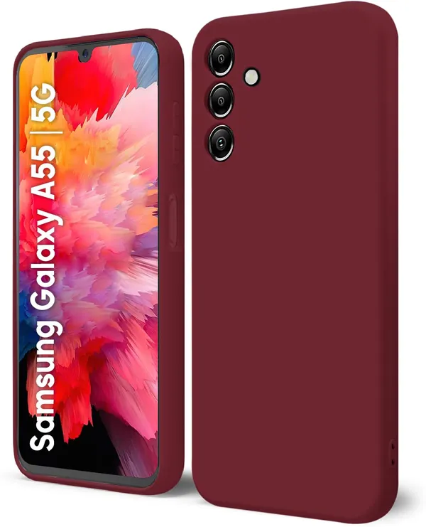 TRUEUPGRADE_Liquid_Silicone_Designed_Back_Case_Cover_for_Samsung_Galaxy_A55_5G_|_Microfiber_Inside,_Full_Protection_|_Bumper_Back_Cover_Case_for_Samsung_Galaxy_A55_5G_-_Wine