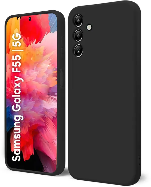 TRUEUPGRADE_Compatible_with_Samsung_Galaxy_F55_|_M55_5G_Back_Cover_Case,_Liquid_Silicone_Cover,_Full_Body_Protective_Cover,_Shockproof,_Slim_Phone_Cover,_Anti-Scratch_Soft_Microfiber_Lining_-_Black
