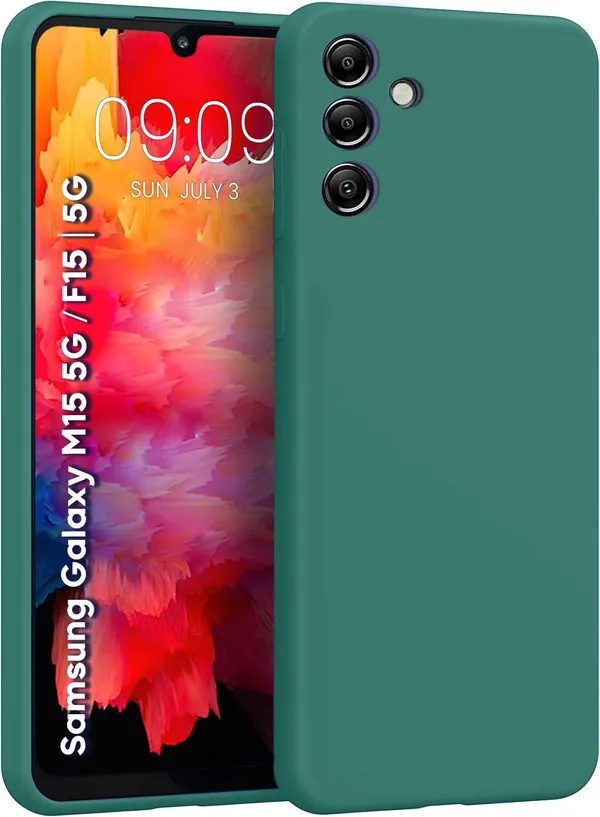 TRUEUPGRADE_Liquid_Silicone_Designed_Back_Case_Cover_for_Samsung_Galaxy_M15_5G_/_F15_5G_|_Microfiber_Inside,_Full_Protection_|_Bumper_Back_Cover_Case_for_Samsung_Galaxy_M15_5G_/_F15_5G_-_Green