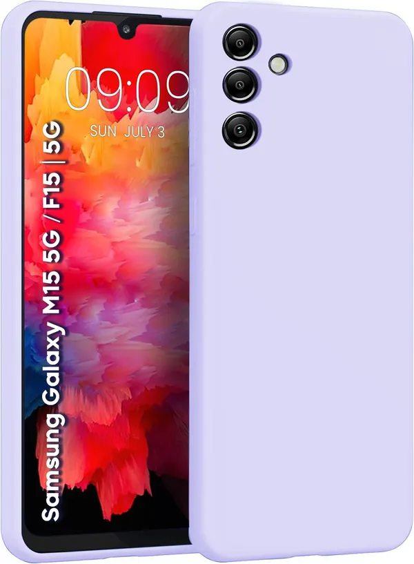 TRUEUPGRADE_Liquid_Silicone_Designed_Back_Case_Cover_for_Samsung_Galaxy_M15_5G_/_F15_5G_|_Microfiber_Inside,_Full_Protection_|_Bumper_Back_Cover_Case_for_Samsung_Galaxy_M15_5G_/_F15_5G_-_Light_Purple
