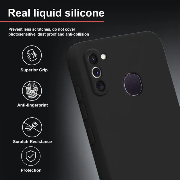 TRUEUPGRADE_Compatible_with_Samsung_Galaxy_M11_Back_Cover_Case,_Liquid_Silicone_Cover,_Full_Body_Protective_Cover,_Shockproof,_Anti-Scratch_Soft_Microfiber_Lining_-_Black