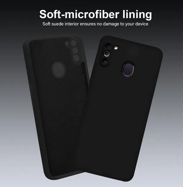 TRUEUPGRADE_Compatible_with_Samsung_Galaxy_M11_Back_Cover_Case,_Liquid_Silicone_Cover,_Full_Body_Protective_Cover,_Shockproof,_Anti-Scratch_Soft_Microfiber_Lining_-_Black