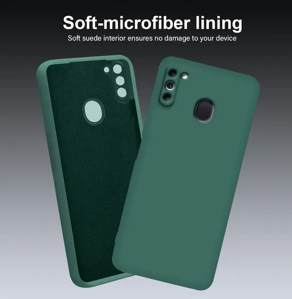 TRUEUPGRADE_Compatible_with_Samsung_Galaxy_M11_Back_Cover_Case,_Liquid_Silicone_Cover,_Full_Body_Protective_Cover,_Shockproof,_Anti-Scratch_Soft_Microfiber_Lining_-_Green
