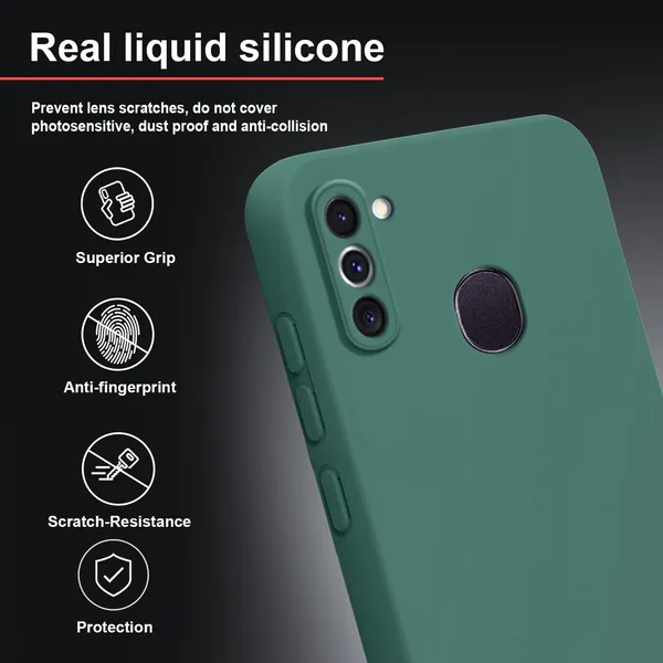 TRUEUPGRADE_Compatible_with_Samsung_Galaxy_M11_Back_Cover_Case,_Liquid_Silicone_Cover,_Full_Body_Protective_Cover,_Shockproof,_Anti-Scratch_Soft_Microfiber_Lining_-_Green