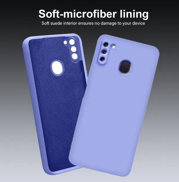 TRUEUPGRADE_Compatible_with_Samsung_Galaxy_M11_Back_Cover_Case,_Liquid_Silicone_Cover,_Full_Body_Protective_Cover,_Shockproof,_Anti-Scratch_Soft_Microfiber_Lining_-_Purple
