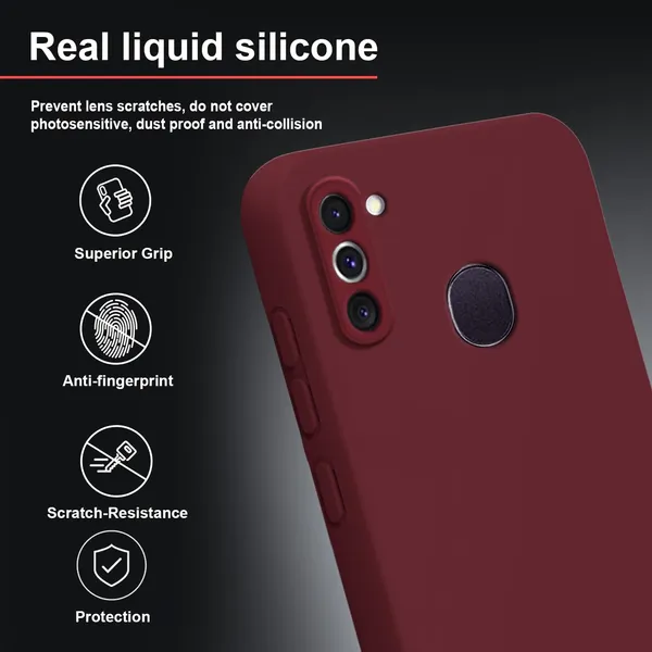 TRUEUPGRADE_Compatible_with_Samsung_Galaxy_M11_Back_Cover_Case,_Liquid_Silicone_Cover,_Full_Body_Protective_Cover,_Shockproof,_Anti-Scratch_Soft_Microfiber_Lining_-_Wine