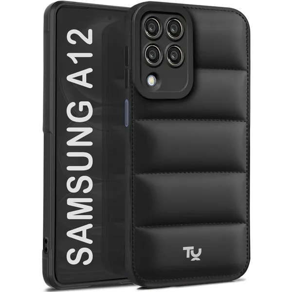 TRUEUPGRADE_Back_Case_Cover_for_Samsung_Galaxy_M12_/_A12_/_F12_|_Compatible_for_Samsung_Galaxy_M12_/_A12_/_F12_Back_Case_Cover_|_Puff_Case_with_Camera_Protection_|Black
