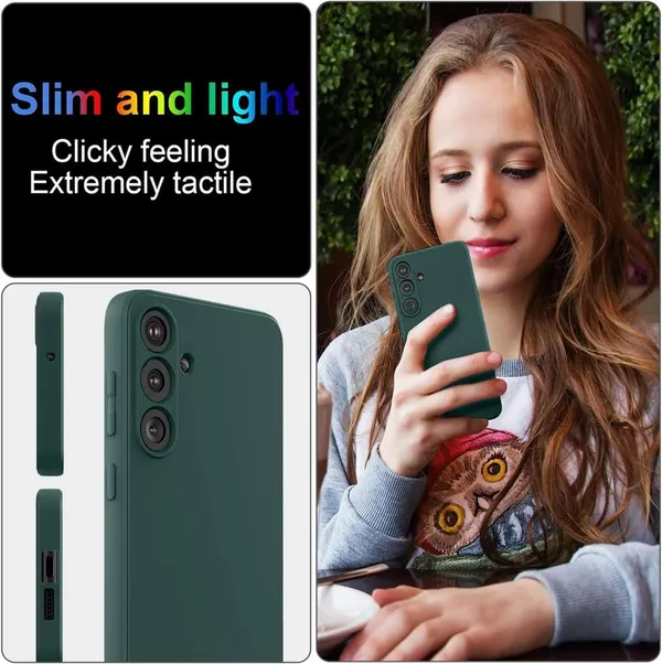 TRUEUPGRADE_Compatible_with_Samsung_Galaxy_F15_5G_Back_Cover_Case,_Liquid_Silicone_Cover,_Full_Body_Protective_Cover,_Shockproof,_Slim_Phone_Cover,_Anti-Scratch_Soft_Microfiber_Lining_-_Green
