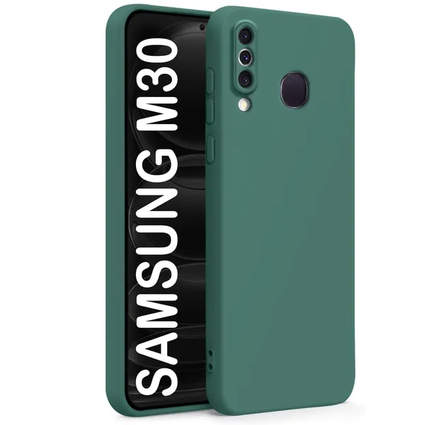 TRUEUPGRADE_Liquid_Silicone_Designed_Back_Case_Cover_for_Samsung_Galaxy_M30_|_Microfiber_Inside,_Full_Protection_|_Bumper_Back_Cover_Case_for_Samsung_Galaxy_M30_Green