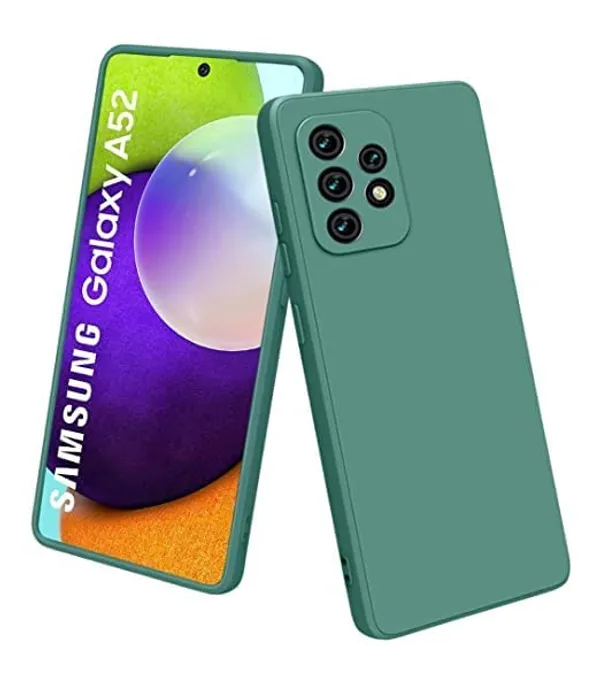 TRUEUPGRADE_Liquid_Silicone_Designed_Case_Cover_for_Samsung_Galaxy_A52_/_A52S_5G_|_Microfiber_Inside_|Back_Cover_Case_for_Samsung_Galaxy_A52_/_A52S_5G_-_Green