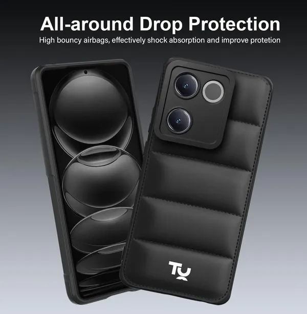 TRUEUPGRADE_Back_Case_Cover_for_Vivo_T2_Pro_5G_/_iQOO_Z7_Pro_5G_|_Compatible_for_Vivo_T2_Pro_5G_/_iQOO_Z7_Pro_5G_Back_Case_Cover_|_Puff_Case_with_Camera_Protection_|Black