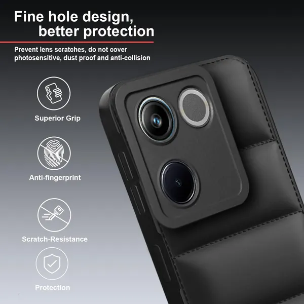 TRUEUPGRADE_Back_Case_Cover_for_Vivo_T2_Pro_5G_/_iQOO_Z7_Pro_5G_|_Compatible_for_Vivo_T2_Pro_5G_/_iQOO_Z7_Pro_5G_Back_Case_Cover_|_Puff_Case_with_Camera_Protection_|Black