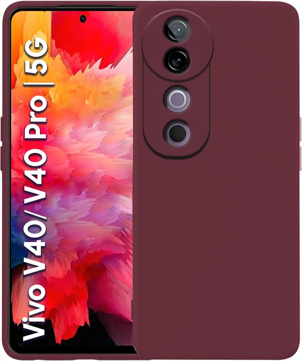 TRUEUPGRADE_Compatible_with_Vivo_V40_/_V40_Pro_/_T3_Ultra_5G_Back_Cover_Case,_Liquid_Silicone_Cover,_Full_Body_Protective_Cover,_Shockproof,_Anti-Scratch_Soft_Microfiber_Lining_-_Wine