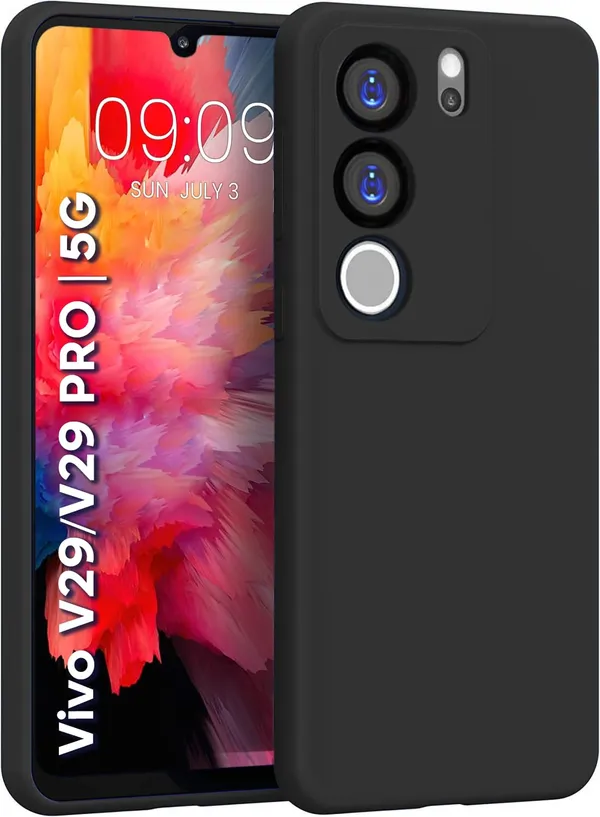 TRUEUPGRADE_Compatible_with_Vivo_V29_/_V29_Pro_5G_Back_Cover_Case,_Liquid_Silicone_Cover,_Full_Body_Protective_Cover,_Shockproof,_Slim_Phone_Cover,_Anti-Scratch_Soft_Microfiber_Lining_-_Black