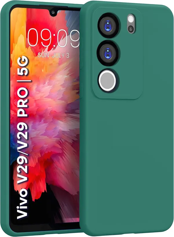 TRUEUPGRADE_Compatible_with_Vivo_V29_/_V29_Pro_5G_Back_Cover_Case,_Liquid_Silicone_Cover,_Full_Body_Protective_Cover,_Shockproof,_Slim_Phone_Cover,_Anti-Scratch_Soft_Microfiber_Lining_-_Green