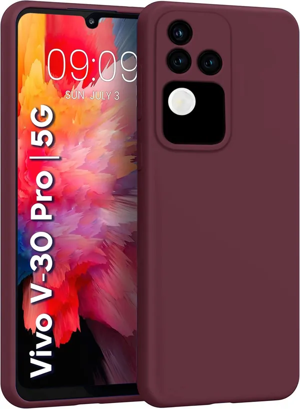 TRUEUPGRADE_Compatible_with_Vivo_V30_/_V30_Pro_5G_Back_Cover_Case,_Liquid_Silicone_Cover,_Full_Body_Protective_Cover,_Shockproof,_Slim_Phone_Cover,_Anti-Scratch_Soft_Microfiber_Lining_-_Wine
