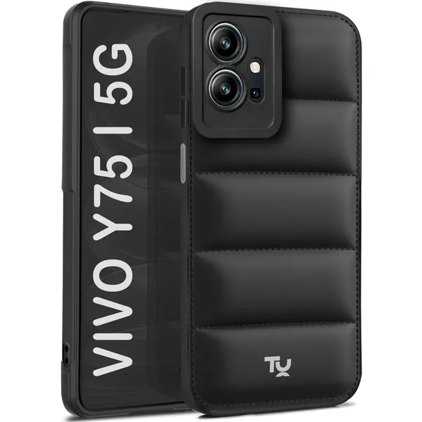TRUEUPGRADE_Back_Case_Cover_for_Vivo_T1_5G_/_Vivo_Y75_5G_/_iQOO_Z6_5G_|_Compatible_for_Vivo_T1_5G_/_Vivo_Y75_5G_/_iQOO_Z6_5G_Back_Case_Cover_|_Puff_Case_with_Camera_Protection_|Black