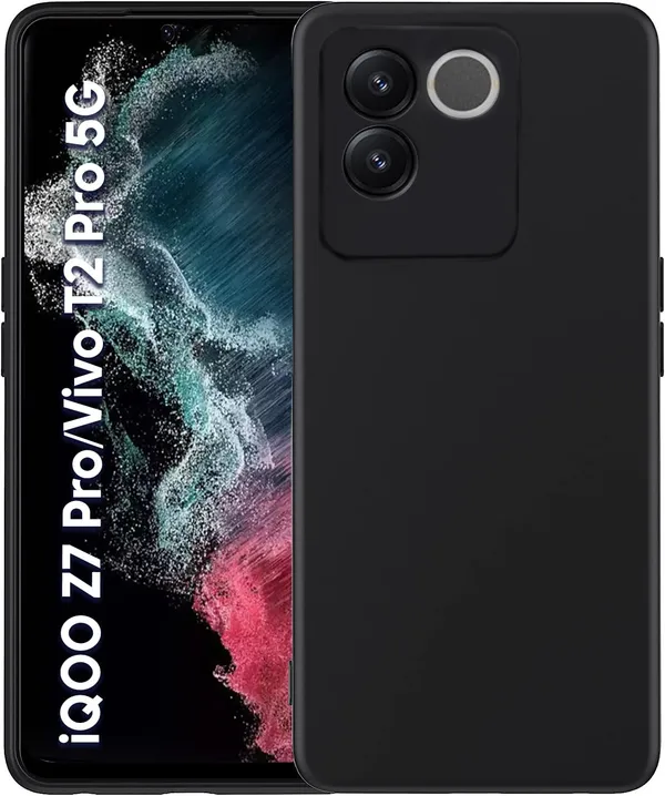 TRUEUPGRADE_Compatible_with_iQOO_Z7_Pro/Vivo_T2_Pro_5G_Pro_5G_Cover,_Liquid_Silicone_Cover,_Full_Body_Protective_Cover,_Shockproof,_Slim_Phone_Cover,_Anti-Scratch_Soft_Microfiber_Lining_-_Black