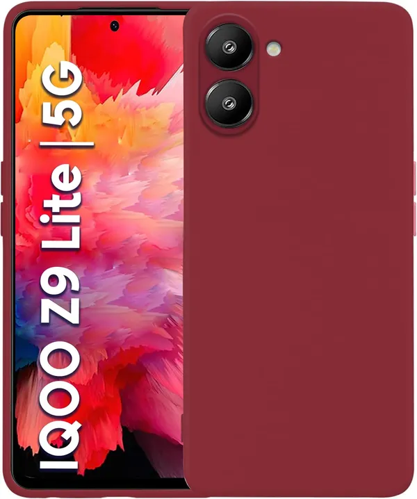 TRUEUPGRADE_Compatible_with_iQOO_Z9_Lite/Vivo_T3_Lite_5G/Vivo_Y18/Y18e/Y03/Y28s/Y37_Back_Cover_Case,_Liquid_Silicone_Cover,_Shockproof,_Slim_Phone_Cover,_Anti-Scratch_Soft_Microfiber_Lining_-_Wine