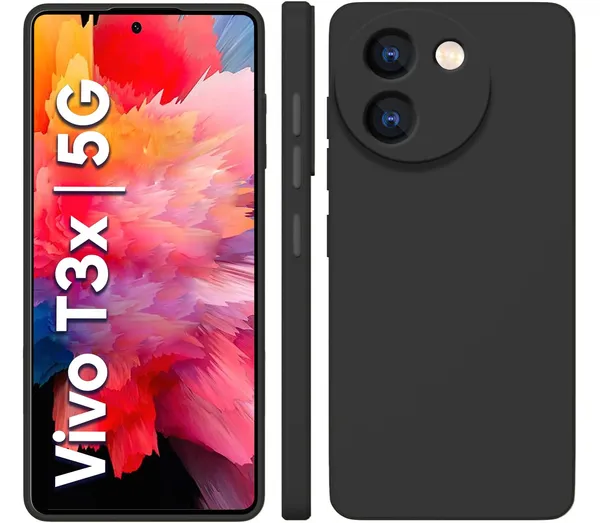 TRUEUPGRADE_Compatible_with_Vivo_T3X_(5G)_Back_Cover_Case,_Liquid_Silicone_Cover,_Full_Body_Protective_Cover,_Shockproof,_Slim_Phone_Cover,_Anti-Scratch_Soft_Microfiber_Lining_-_Black