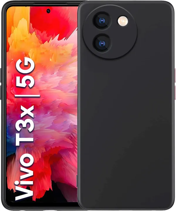 TRUEUPGRADE_Compatible_with_Vivo_T3X_(5G)_Back_Cover_Case,_Liquid_Silicone_Cover,_Full_Body_Protective_Cover,_Shockproof,_Slim_Phone_Cover,_Anti-Scratch_Soft_Microfiber_Lining_-_Black