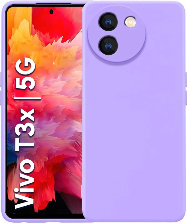 TRUEUPGRADE_Compatible_with_Vivo_T3X_(5G)_Back_Cover_Case,_Liquid_Silicone_Cover,_Full_Body_Protective_Cover,_Shockproof,_Slim_Phone_Cover,_Anti-Scratch_Soft_Microfiber_Lining_-_Purple