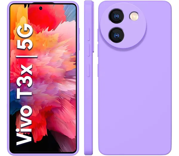 TRUEUPGRADE_Liquid_Silicone_Designed_Back_Case_Cover_for_Vivo_T3X_(5G)_|_Microfiber_Inside,_Full_Protection_|_Bumper_Back_Cover_Case_for_Vivo_T3X_(5G)_-_Light_Purple