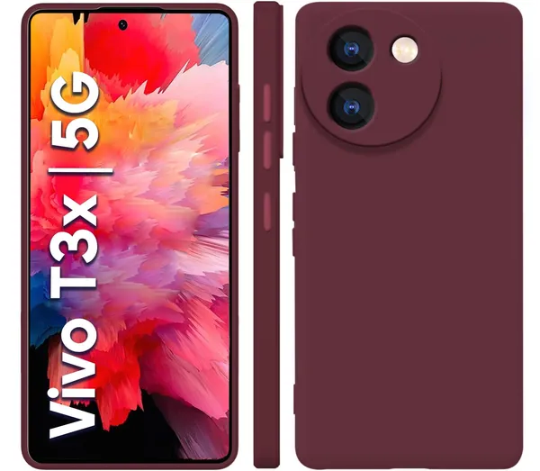 Vivo_T3X_5G_Wine_Silicone_Protective_Back_Case_Cover