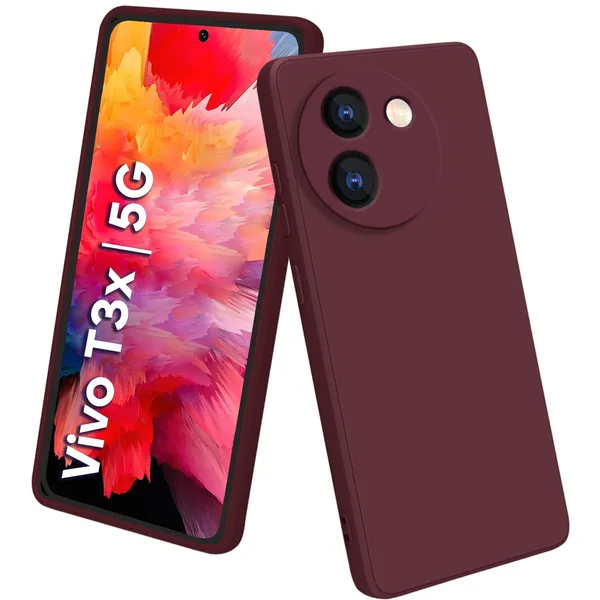 Vivo_T3X_5G_Wine_Silicone_Protective_Back_Case_Cover