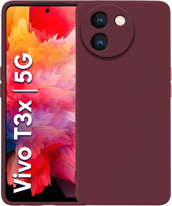 Vivo_T3X_5G_Wine_Silicone_Protective_Back_Case_Cover
