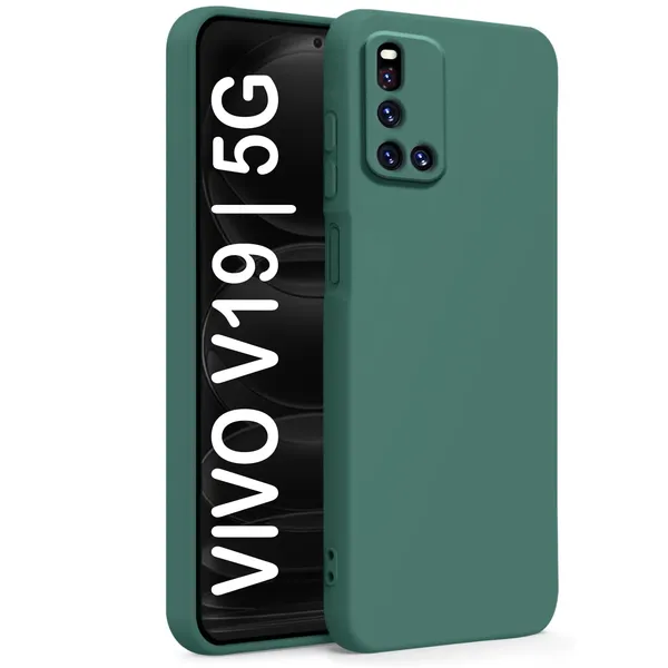 TRUEUPGRADE_Liquid_Silicone_Designed_Back_Case_Cover_for_Vivo_V19_5G_|_Microfiber_Inside,_Full_Protection_|_Bumper_Back_Cover_Case_for_Vivo_V19_5G_Green