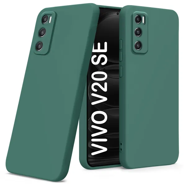 TRUEUPGRADE_Liquid_Silicone_Designed_Back_Case_Cover_for_Vivo_V20_Se|_Microfiber_Inside,_Full_Protection_|_Bumper_Back_Cover_Case_for_Vivo_V20_Se_Green