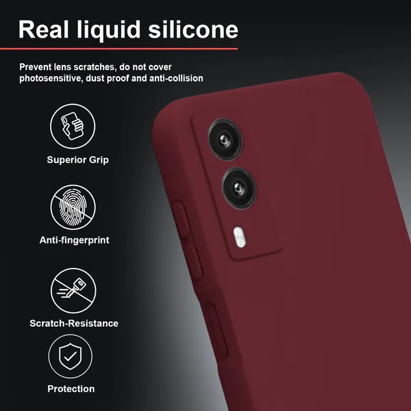 TRUEUPGRADE_Compatible_with_Vivo_V21e_5G_Back_Cover_Case,_Liquid_Silicone_Cover,_Full_Body_Protective_Cover,_Shockproof,_Anti-Scratch_Soft_Microfiber_Lining_-_Wine