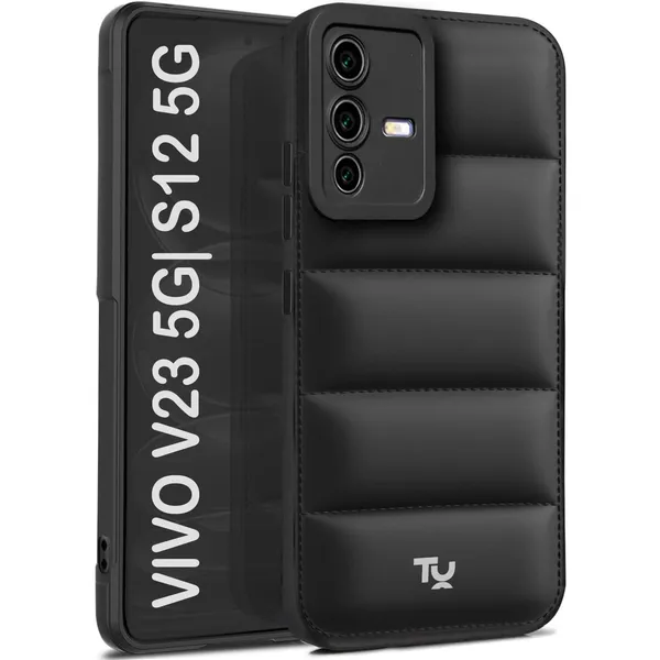 TRUEUPGRADE_Back_Case_Cover_for_Vivo_V23_5G_|_Compatible_for_Vivo_V23_5G_Back_Case_Cover_|_Puff_Case_with_Camera_Protection_|Black