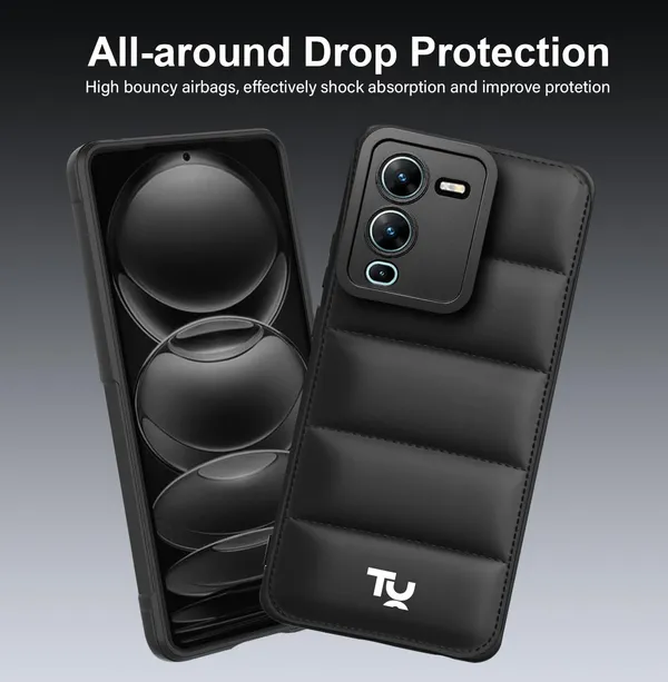 TRUEUPGRADE_Back_Case_Cover_for_Vivo_V25_Pro_5G_|_Compatible_for_Vivo_V25_Pro_5G_Back_Case_Cover_|_Puff_Case_with_Camera_Protection_|Black