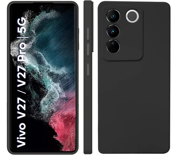 TRUEUPGRADE_Liquid_Silicone_Designed_Back_Case_Cover_for_Vivo_V27_/_V27_PRO_5G_|_Microfiber_Inside_|_Bumper_Back_Cover_Case_for_Vivo_V27_/_V27_PRO_5G_-_Black