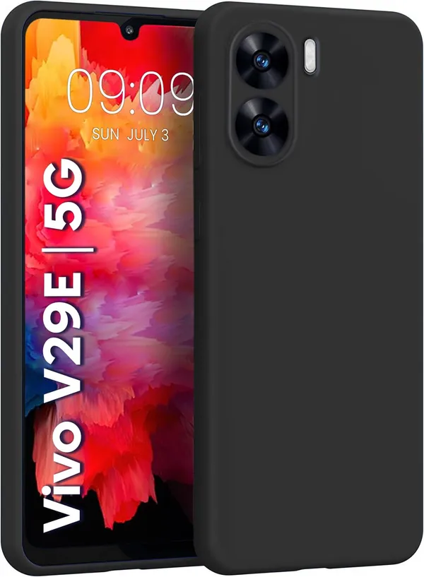 TRUEUPGRADE_Compatible_with_Vivo_V29e_5G_Back_Cover_Case,_Liquid_Silicone_Cover,_Full_Body_Protective_Cover,_Shockproof,_Slim_Phone_Cover,_Anti-Scratch_Soft_Microfiber_Lining_-_Black