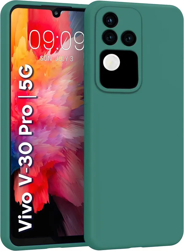 TRUEUPGRADE_Liquid_Silicone_Designed_Back_Case_Cover_for_Vivo_V30_/_V30_Pro_5G_|_Microfiber_Inside,_Full_Protection_|_Bumper_Back_Cover_Case_for_Vivo_V30_/_V30_Pro_5G_-_Green