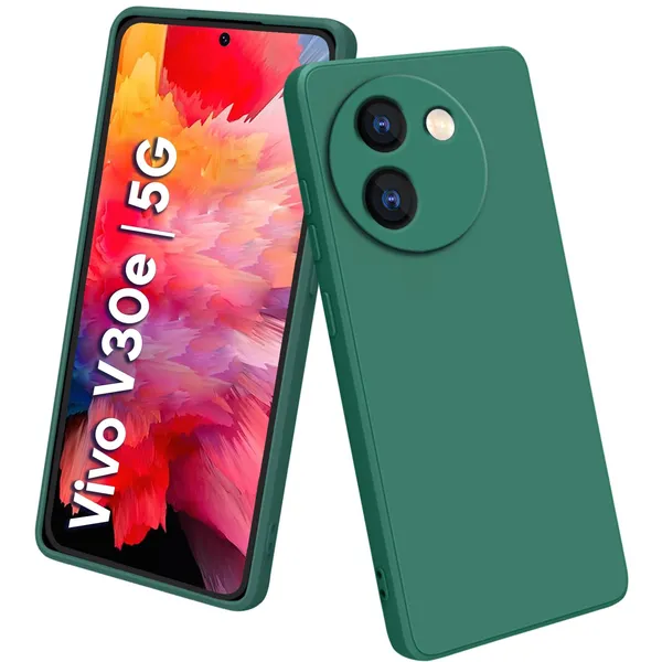 TRUEUPGRADE_Liquid_Silicone_Designed_Back_Case_Cover_for_Vivo_V30e_5G_|_Microfiber_Inside,_Full_Protection_|_Bumper_Back_Cover_Case_for_Vivo_V30e_5G_-_Green