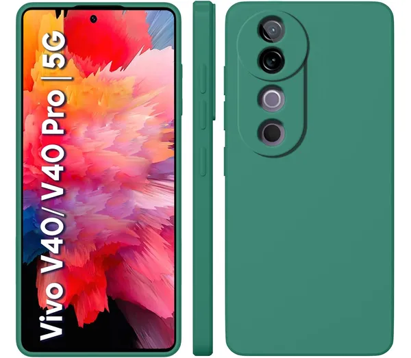 TRUEUPGRADE_Liquid_Silicone_Designed_Back_Case_Cover_for_Vivo_V40_/_V40_Pro_/_T3_Ultra_5G_|_Microfiber_Inside,_Full_Protection_|_Bumper_Back_Cover_Case_for_Vivo_V40_/_V40_Pro_/_T3_Ultra_5G_-_Green