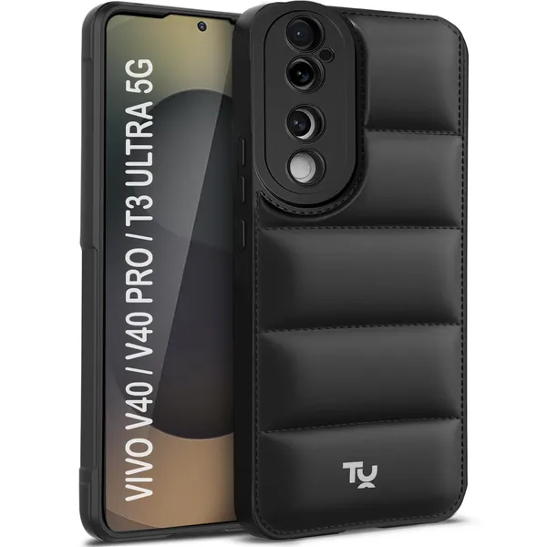 TRUEUPGRADE_Back_Case_Cover_for_Vivo_V40_/_V40_Pro_/_T3_Ultra_5G_|_Compatible_for_Vivo_V40_/_V40_Pro_/_T3_Ultra_5G_Back_Case_Cover_|_Puff_Case_with_Camera_Protection_|Black